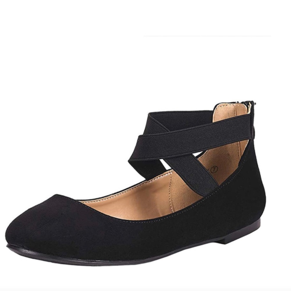 Clarks ballet flats w crisscross at ankle